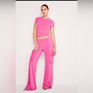 NWT! Good American terry T in Pink Glow size xsmall